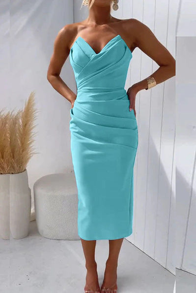 Women's Sleeveless Slit Solid Color Dress Women's Garments Apparel / Clothing
