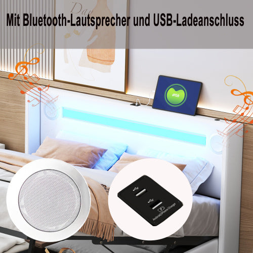 Fiberboard Double Bed 160cmx200cm Furniture