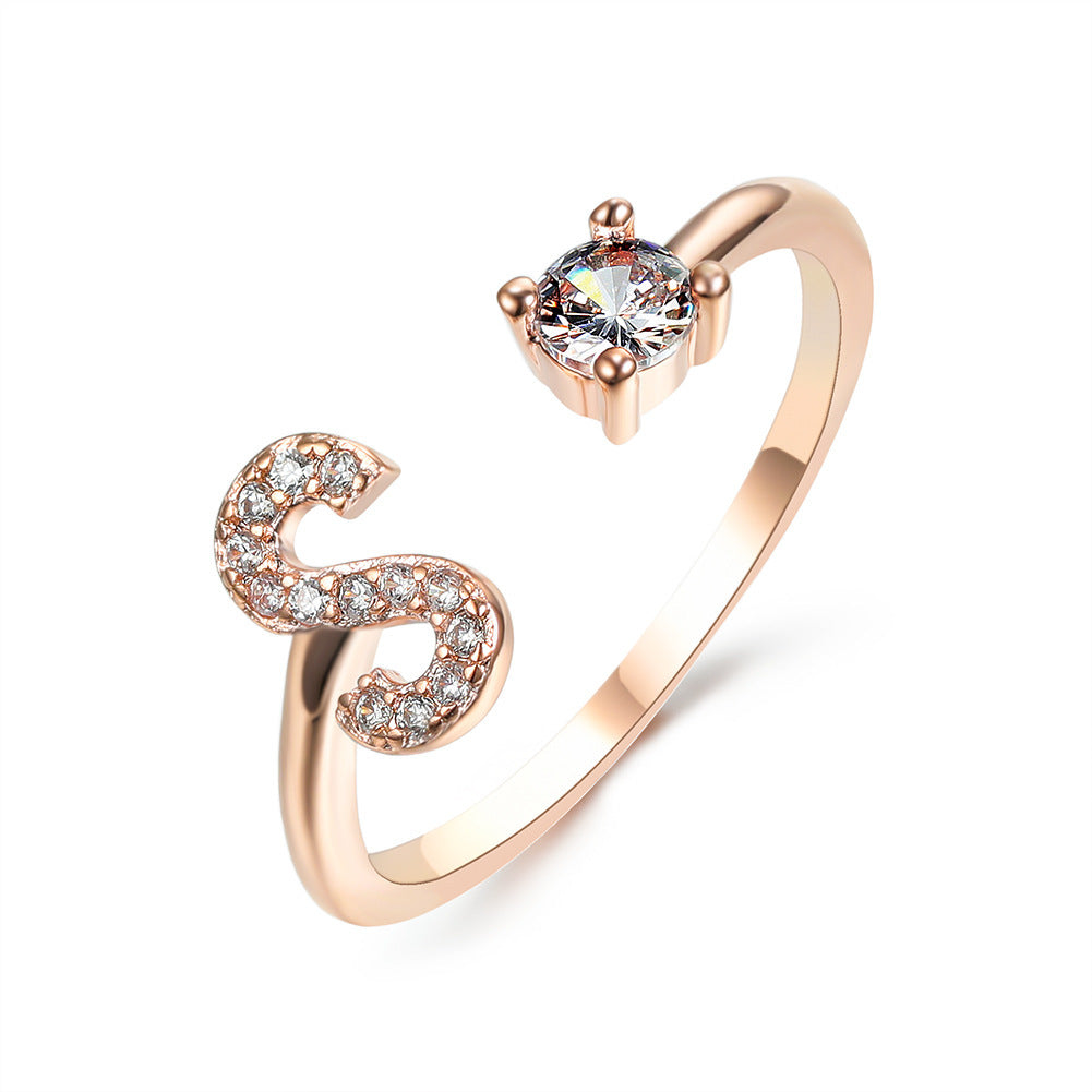 New Design Adjustable 26 Initial Letter Ring Fashion Jewelry For Women Simple Elegant Jewelry Exquisite Rings /Jewelry & Accessories