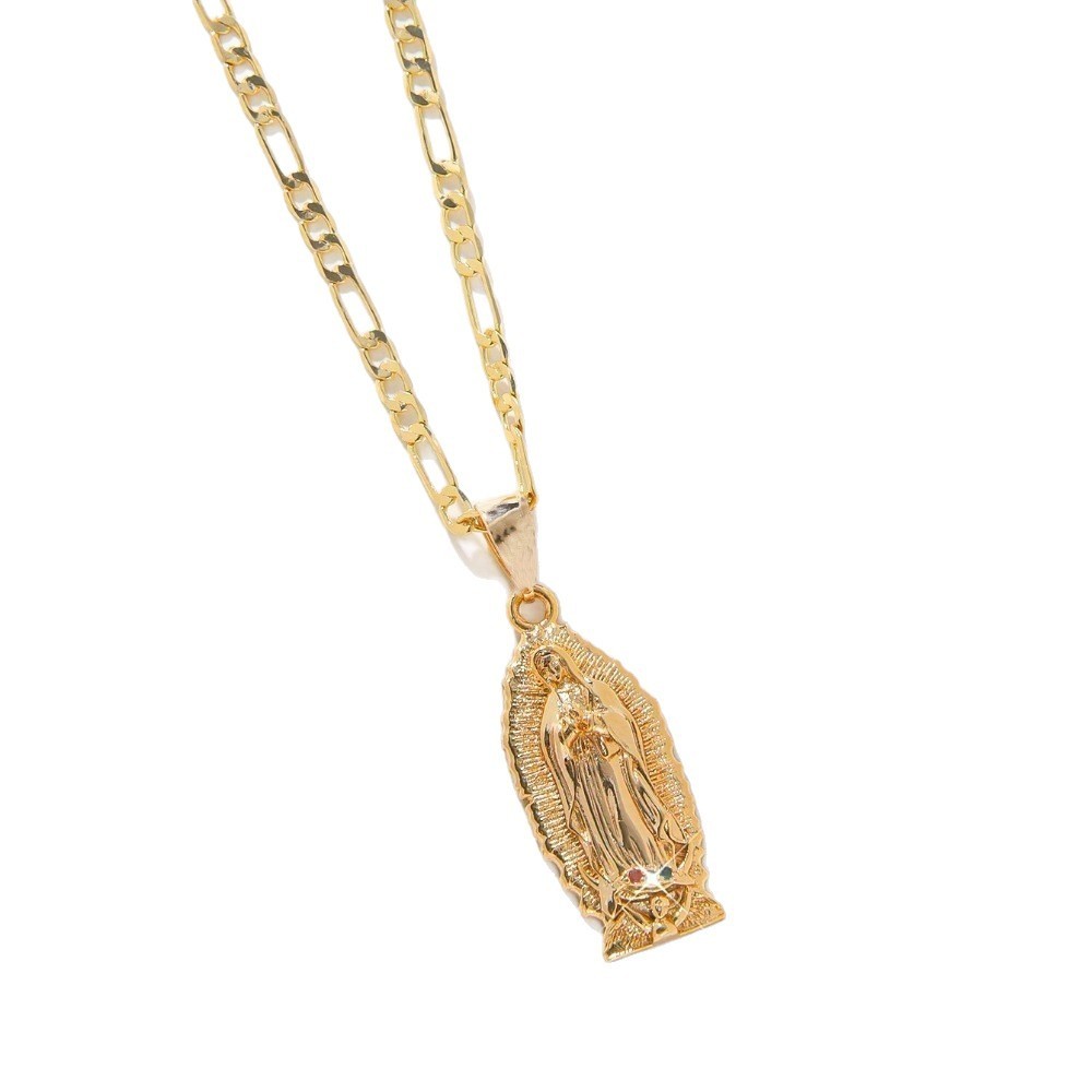 Ornament Necklace Gold Color Zirconium Jesus Jewelry/Accessories