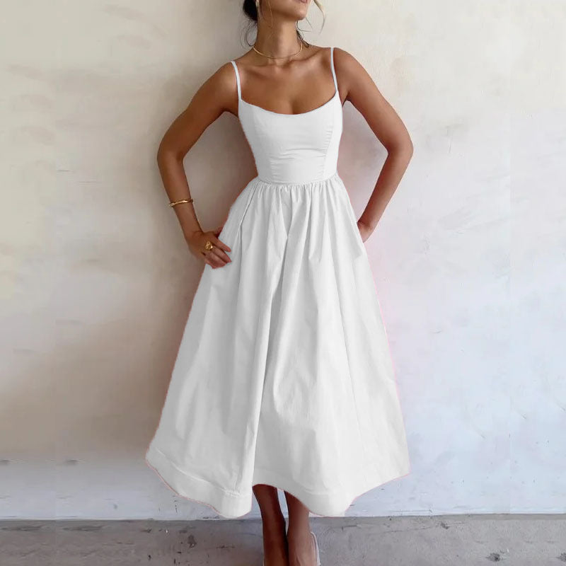 Women's Solid Color Printing Fresh Sweet Sexy Suspender Dress Women's Garments Apparel / Clothing