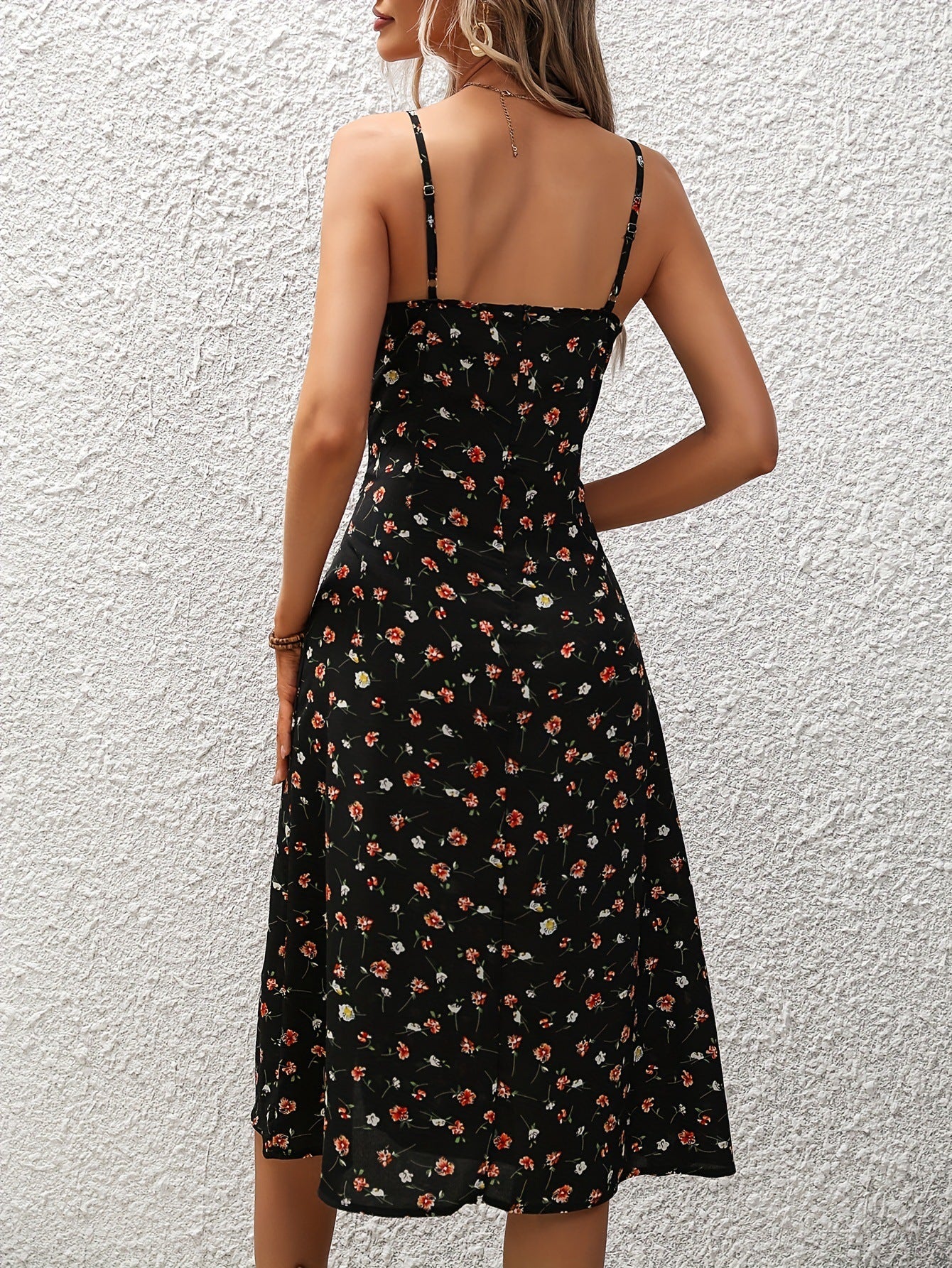 New Polka Dot Print Suspender Dress Summer Sexy Split Long Dresses For Women's Garments Apparel / Clothing