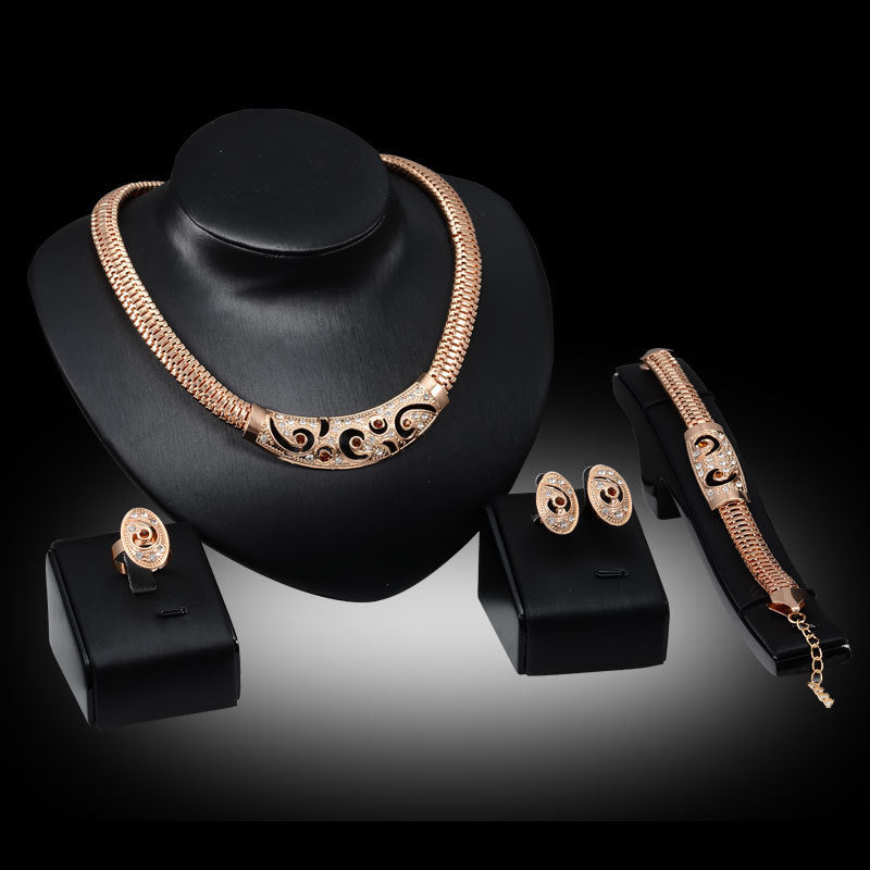 Punk Jewelry Set Necklace Earrings Bracelet Ring Jewelry Four Piece Set Jewelry/Accessories