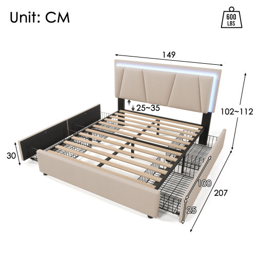Wooden Storage Bed Bed Frame Size 140cmx200cm