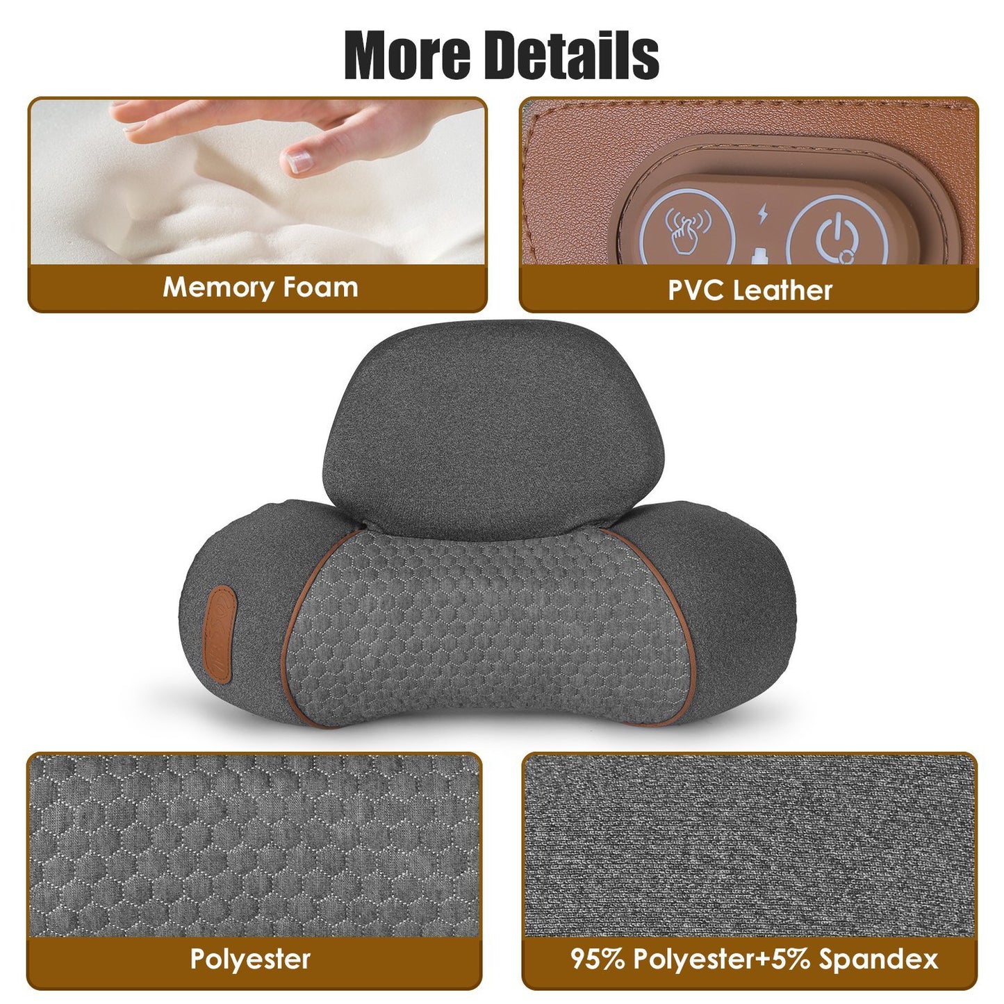1 Set 3 In 1 Neck Massager Pillow With Vibration Heating Airbag Stretching Memory Foam Fillings Ergonomic Massager With Portable Storage Bag Eye Mask Home Essentials