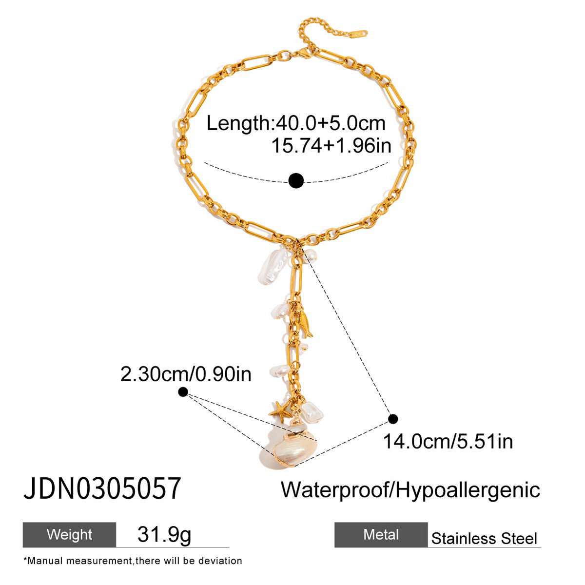 Stainless Steel Conch Long Necklace Y-shaped Chain High-grade Clavicle Chain For Women Jewelry/Accessories