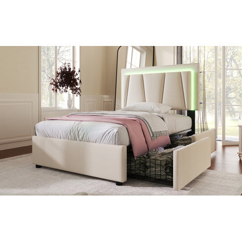 Wooden Storage Bed Bed Frame Size 90cmx200cm