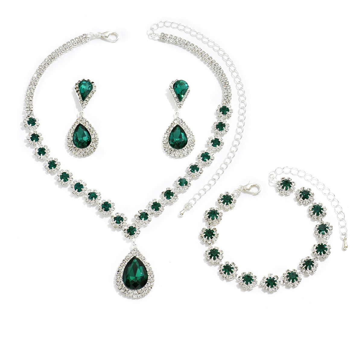 Fashion Jewelry Bridal Jewelry Suit Necklace Ear Stud Bracelet Three-piece Set Jewelry/Accessories