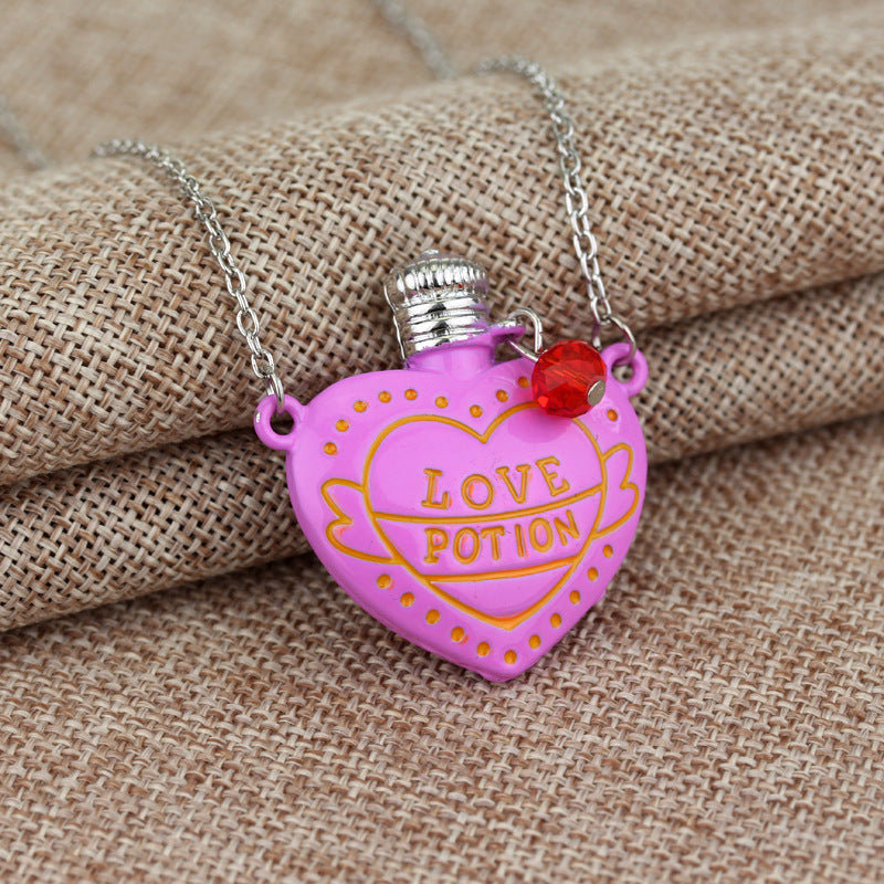Collier tendance avec pendentif en forme de bouteille de pilules d'amour et de poison, cadeau de Saint-Valentin