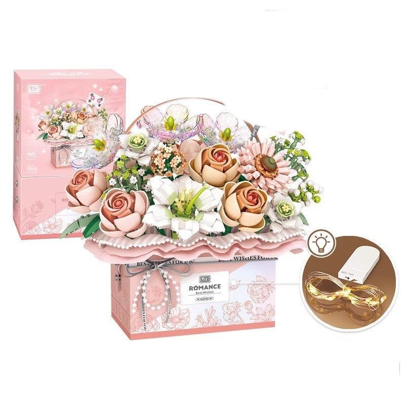 Flower Basket LED Light Ornament – Decorative Floral Lamp for Home, Wedding, and Special Occasions