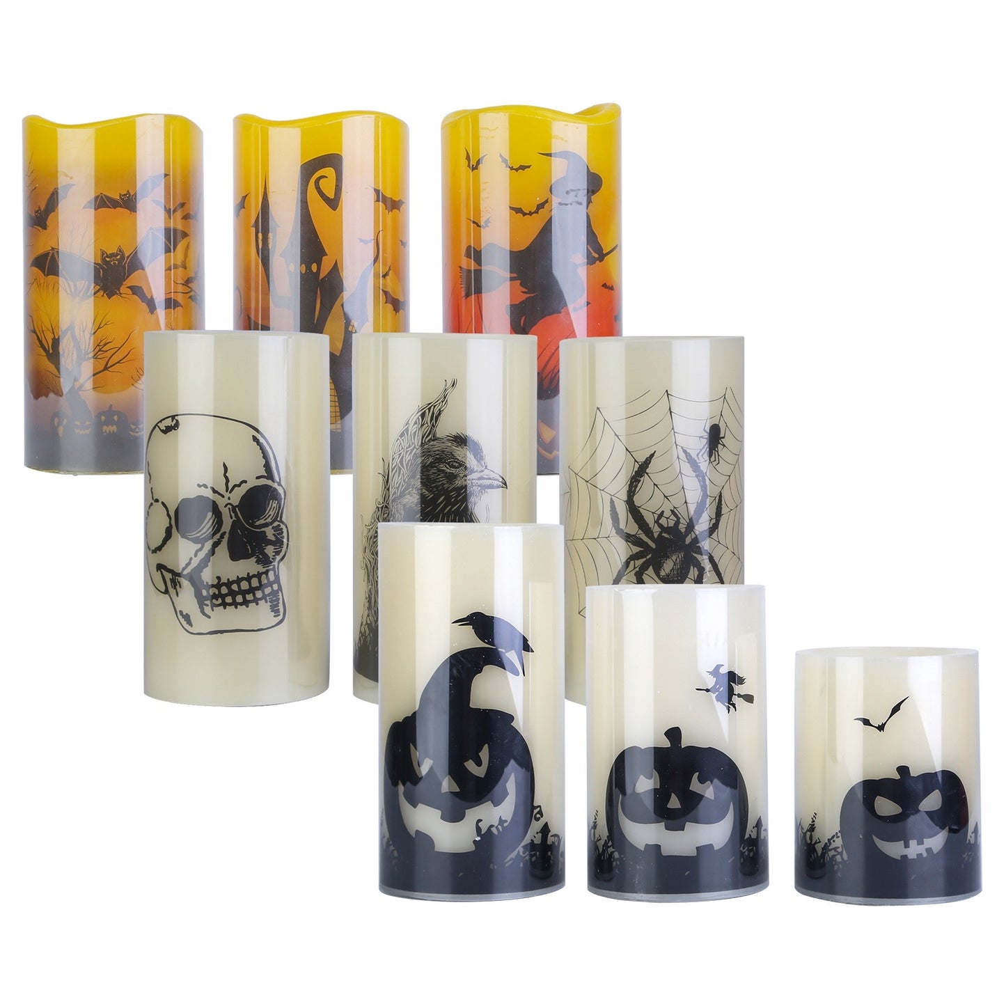 3 Pack Halloween Flameless Candle Lamp With Timer Setting Battery Operated Warm Orange Light Candles For Halloween Party Decoration Home Ornaments