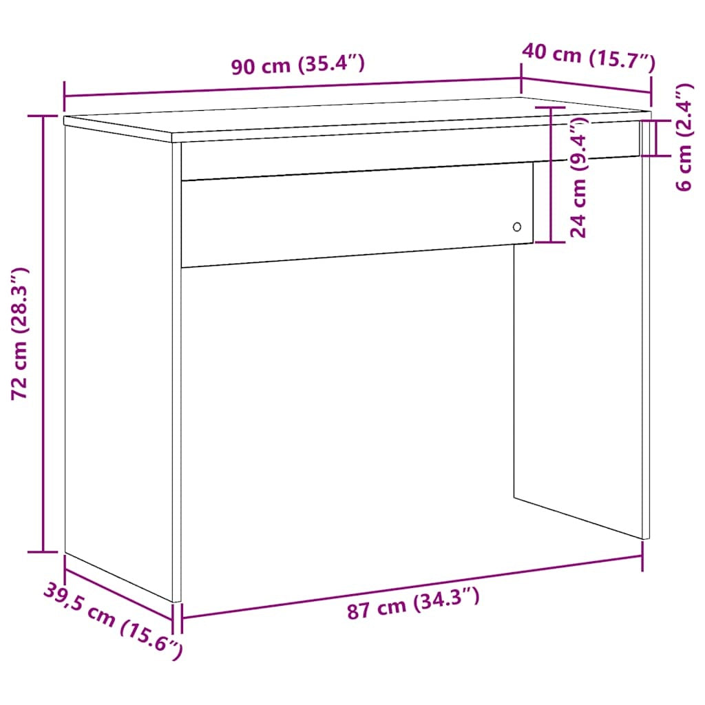 vidaXL Pisalna miza iz starega lesa 90x40x72 cm Izoblikovan les