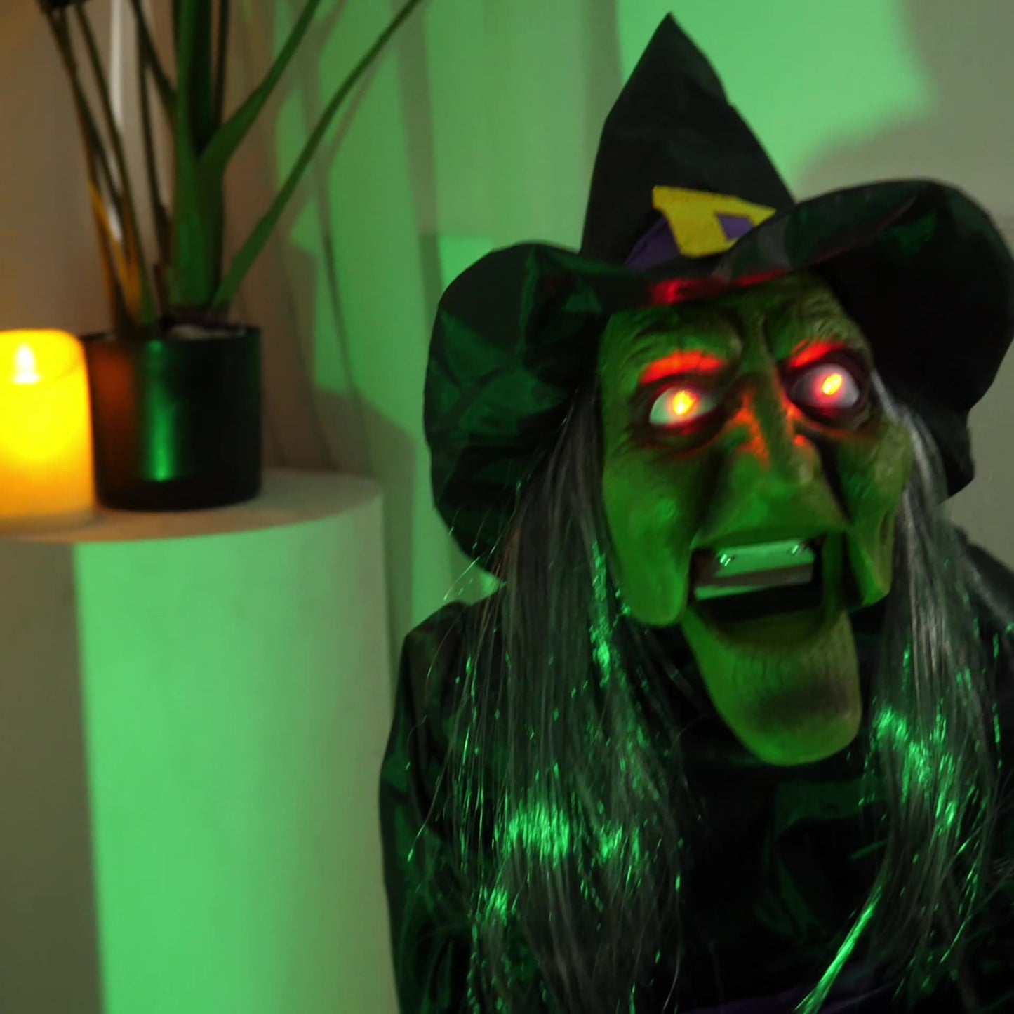 Halloween End Plate Witch Electric Voice-activated Induction Decoration Home Ornaments