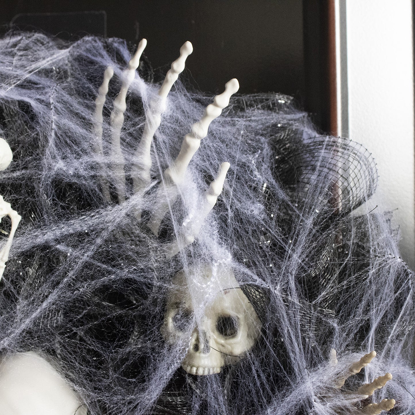 Halloween Black Mesh Skull Garland Party Layout Props Home Ornaments