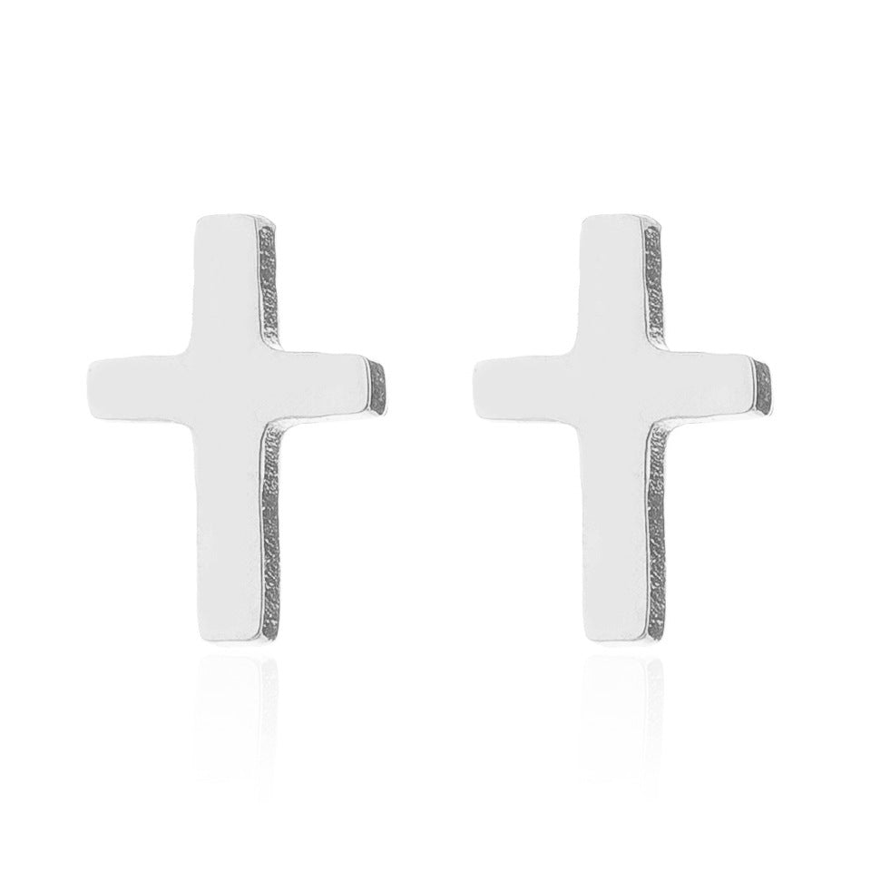 Cross Stud Earrings Women's Simple Christmas Gift Jewelry/Accessories