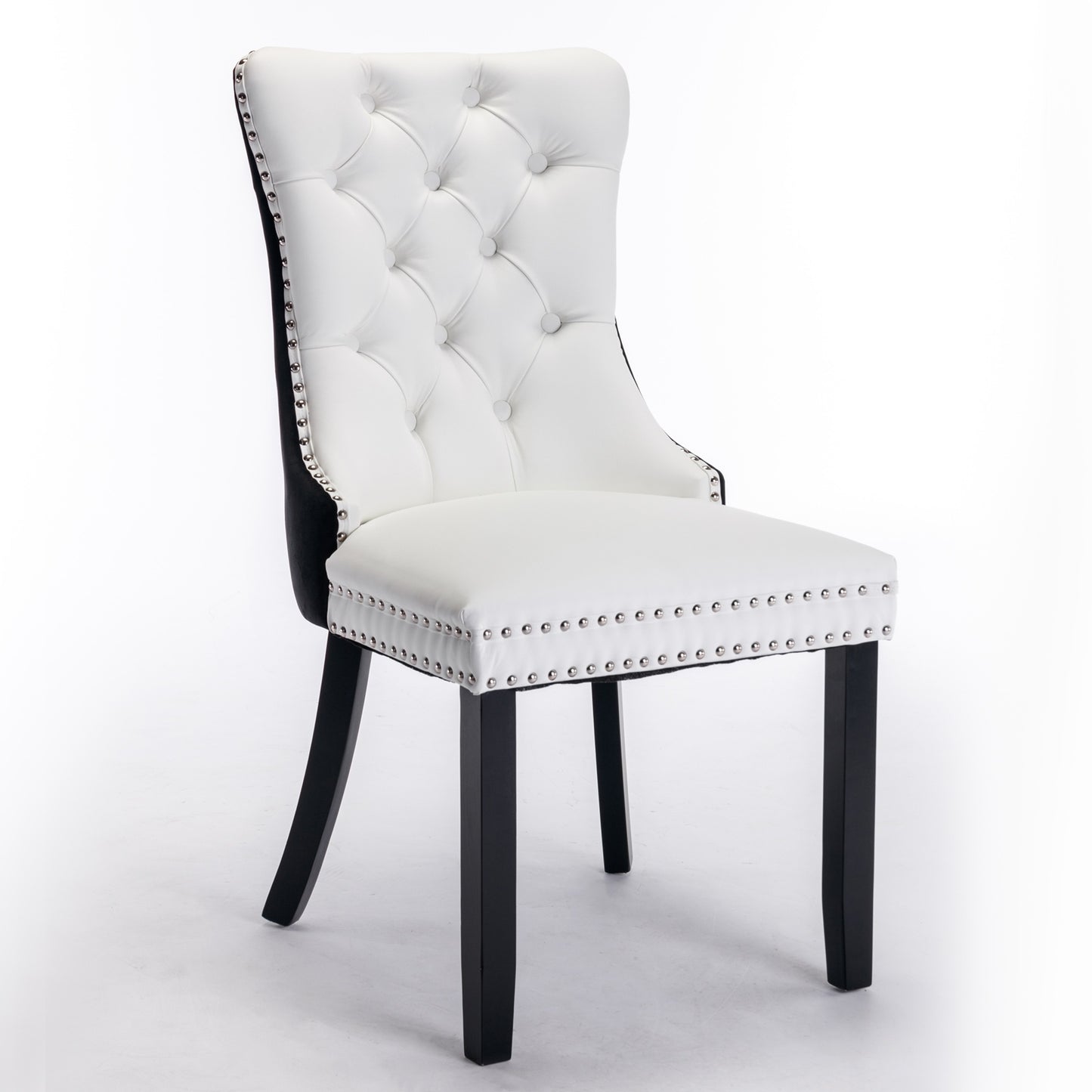 A&A Furniture Nikki Modern Tufted Solid Wood PU Velvet Chair