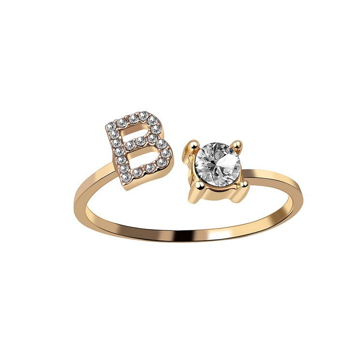 New Design Adjustable 26 Initial Letter Ring Fashion Jewelry For Women Simple Elegant Jewelry Exquisite Rings /Jewelry & Accessories