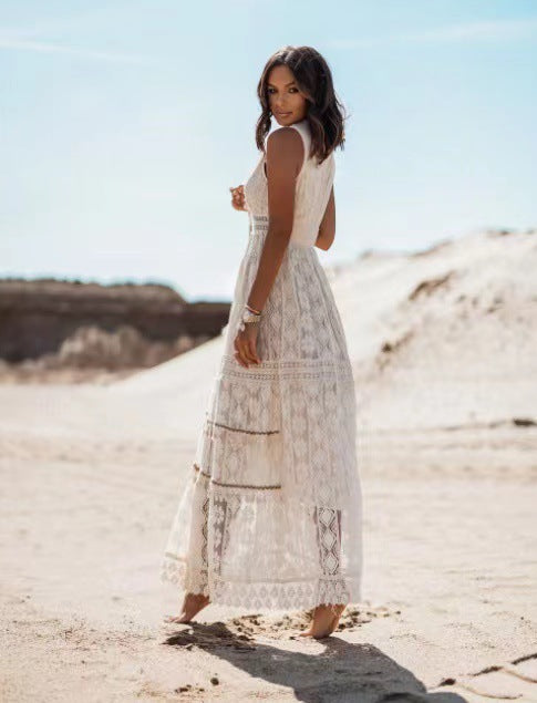 Lace Panel Waist Cut Out Dress Women's Garments Apparel / Clothing