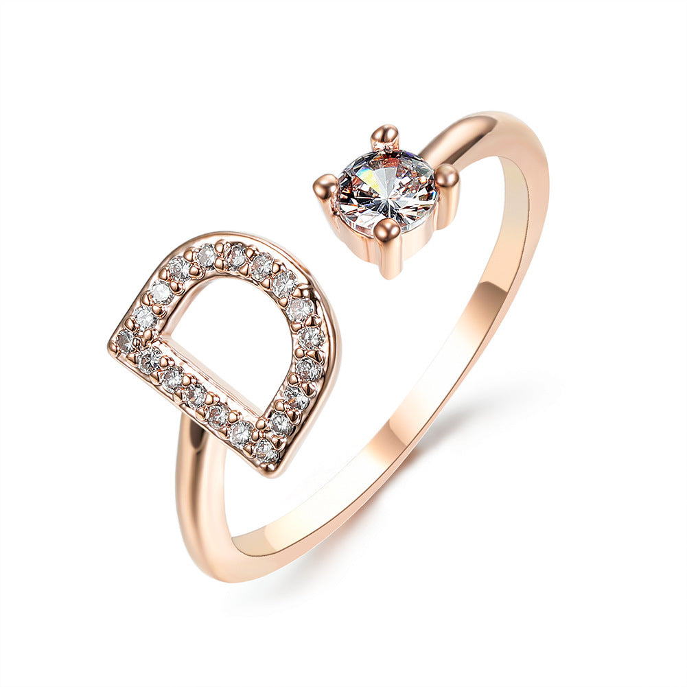 New Design Adjustable 26 Initial Letter Ring Fashion Jewelry For Women Simple Elegant Jewelry Exquisite Rings /Jewelry & Accessories