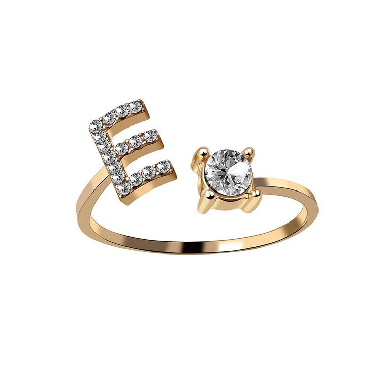 New Design Adjustable 26 Initial Letter Ring Fashion Jewelry For Women Simple Elegant Jewelry Exquisite Rings /Jewelry & Accessories