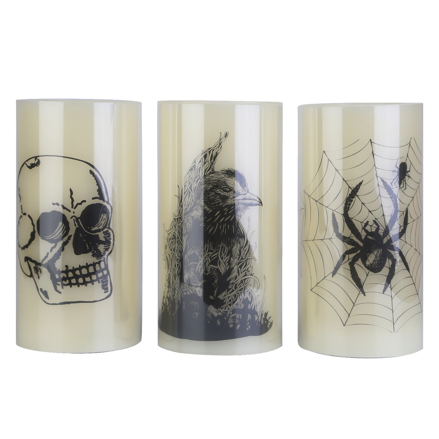 3 Pack Halloween Flameless Candle Lamp With Timer Setting Battery Operated Warm Orange Light Candles For Halloween Party Decoration Home Ornaments