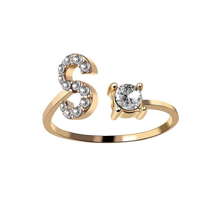 New Design Adjustable 26 Initial Letter Ring Fashion Jewelry For Women Simple Elegant Jewelry Exquisite Rings /Jewelry & Accessories