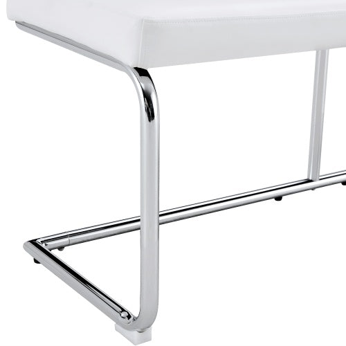White Shoe Changing Stool, Silver Metal Legs, Sofa Stool Dining Chair, Suitable For Bedroom ,fitting Room, Storage Room, Dining Room, Living Room. 005