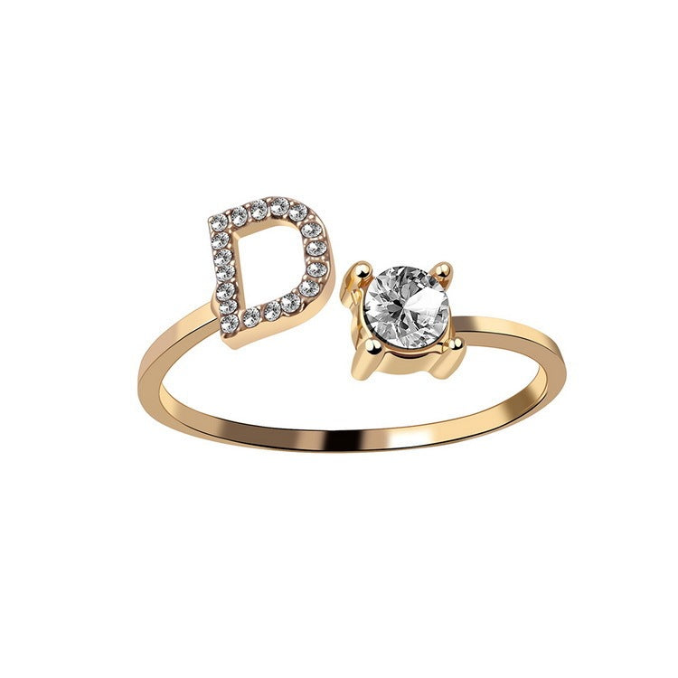 New Design Adjustable 26 Initial Letter Ring Fashion Jewelry For Women Simple Elegant Jewelry Exquisite Rings /Jewelry & Accessories