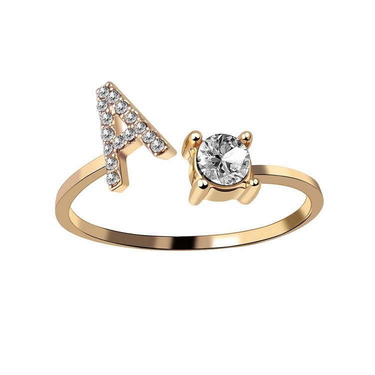 New Design Adjustable 26 Initial Letter Ring Fashion Jewelry For Women Simple Elegant Jewelry Exquisite Rings /Jewelry & Accessories
