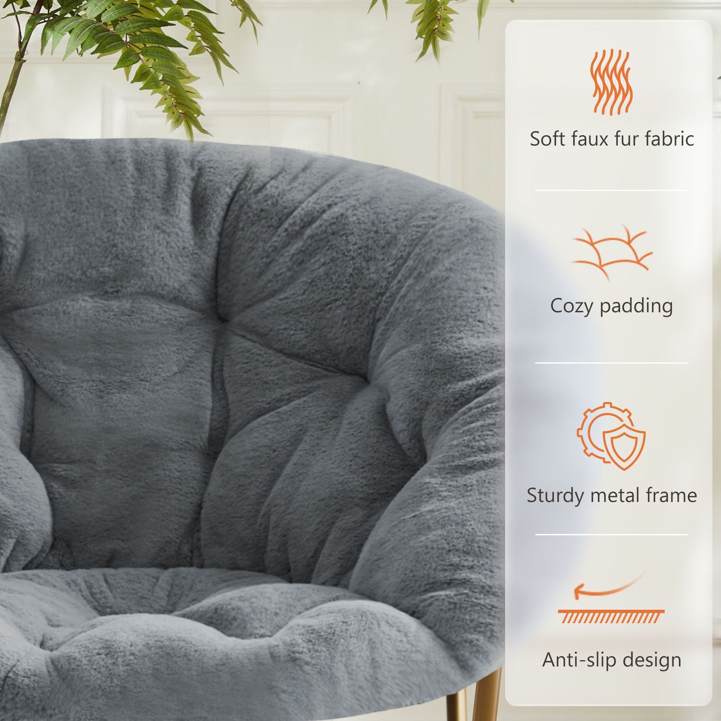Comfortable Disc Chairs Faux Fur Furniture Bedroom Living Room Size White