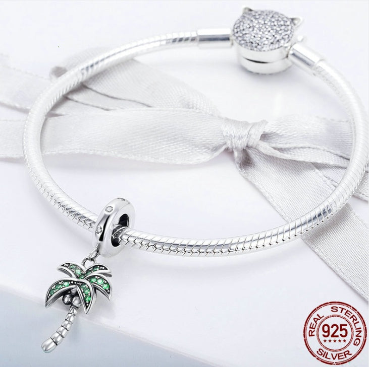 Coconut tree DIY beaded ladies bracelet accessories S925 sterling silver ladies pendant Jewelry/Accessories