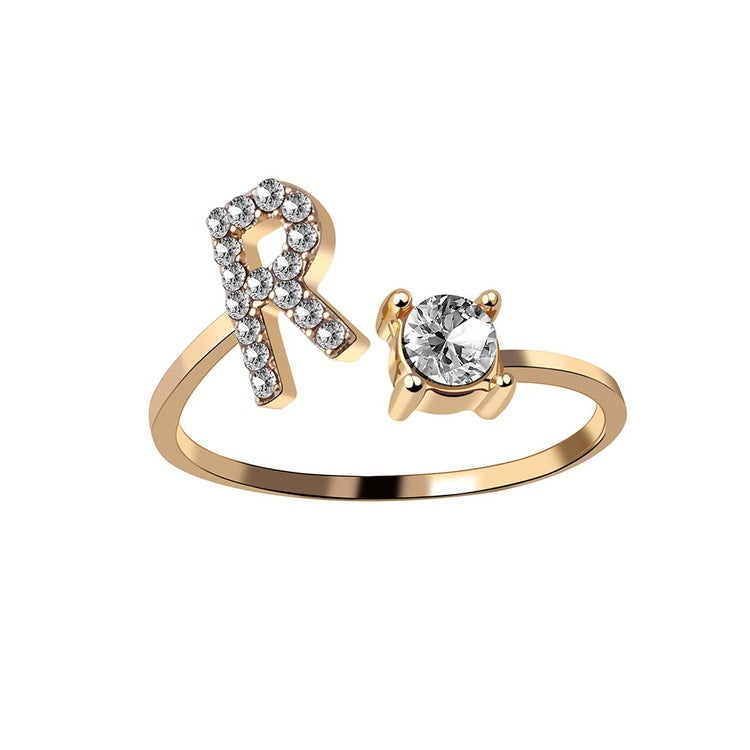 New Design Adjustable 26 Initial Letter Ring Fashion Jewelry For Women Simple Elegant Jewelry Exquisite Rings /Jewelry & Accessories