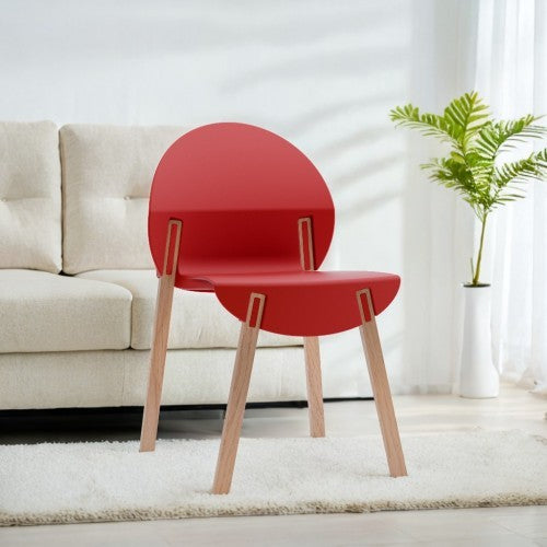 4-Pack Grey Blue Chairs Red Oak Wood Legs & PP Seat, Indoor Dining & Living Room Furniture Set Furniture