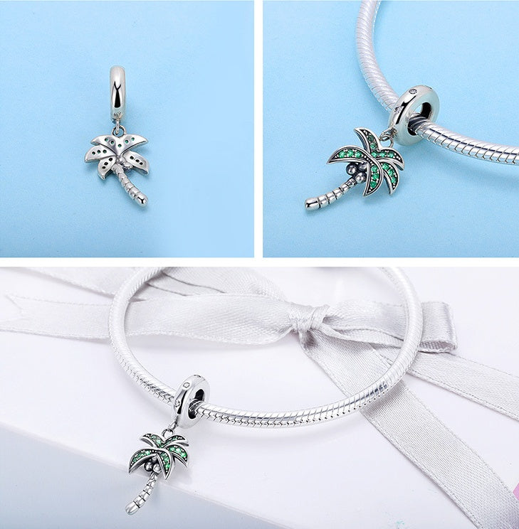 Coconut tree DIY beaded ladies bracelet accessories S925 sterling silver ladies pendant Jewelry/Accessories