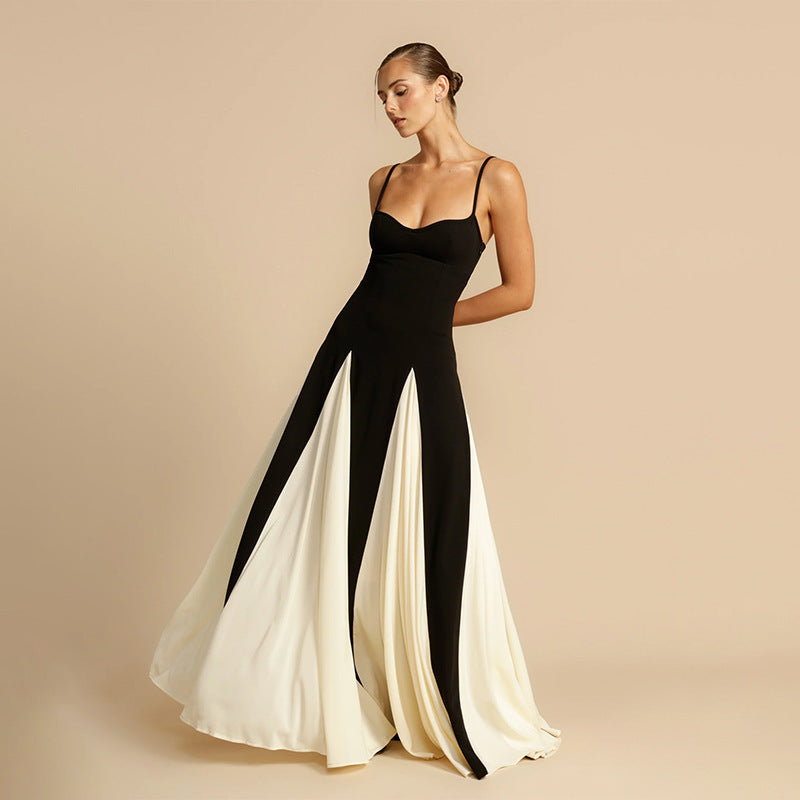 Women's Fashion Color Contrast Sling Dress Women's Garments Apparel / Clothing
