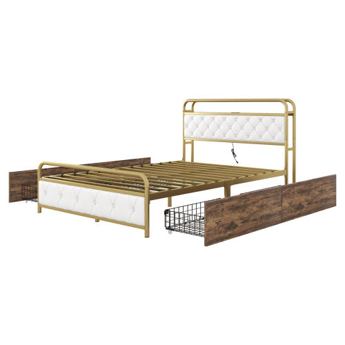 Bedside Table With Metal Drawers