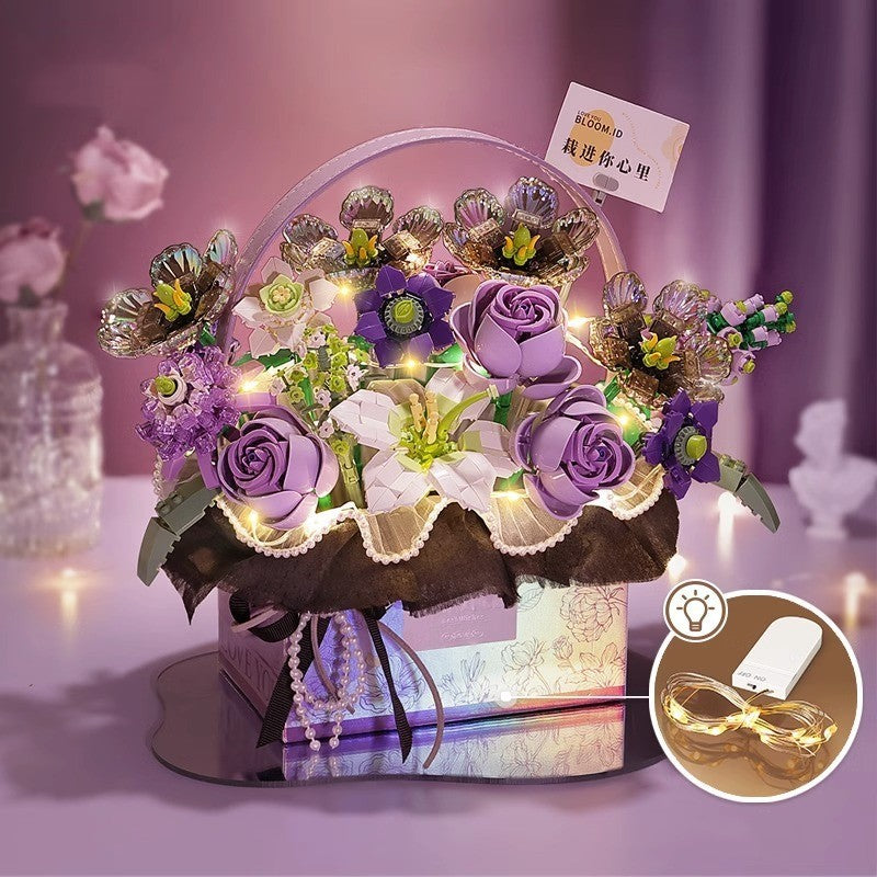 Flower Basket LED Light Ornament – Decorative Floral Lamp for Home, Wedding, and Special Occasions