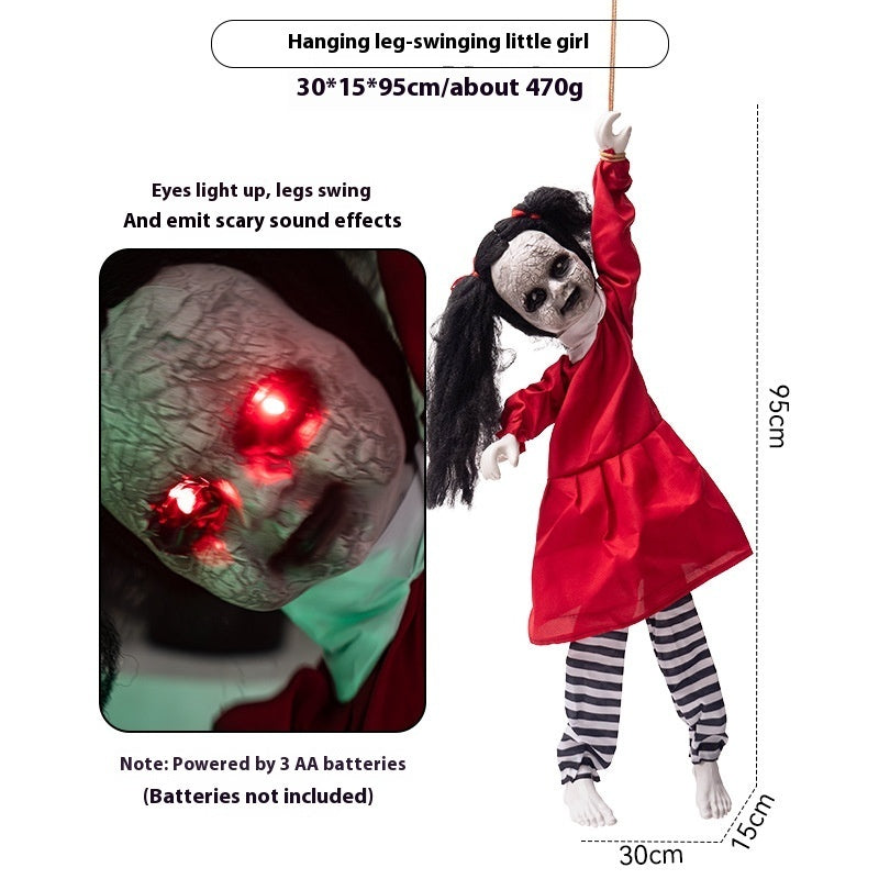 Halloween Swing Arm Red Clothes Kick Girl Hanging Ghost Decorative Pendant Home Ornaments