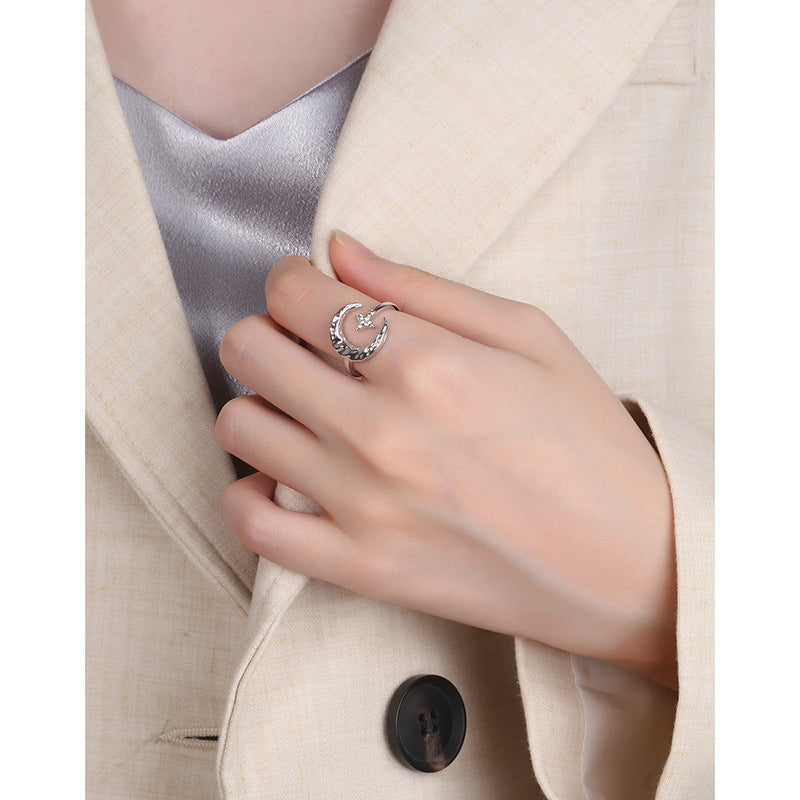 Small Design Sense, Simple Temperament, Folds, Star And Moon Exquisite Ring /Jewelry & Accessories