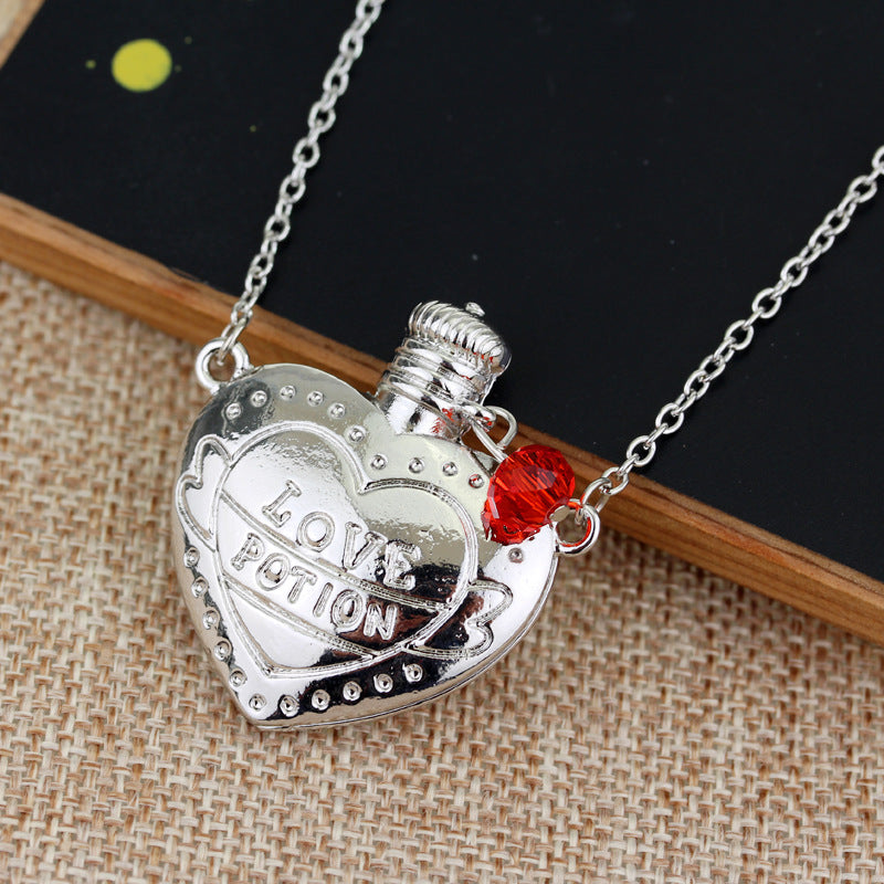Collier tendance avec pendentif en forme de bouteille de pilules d'amour et de poison, cadeau de Saint-Valentin