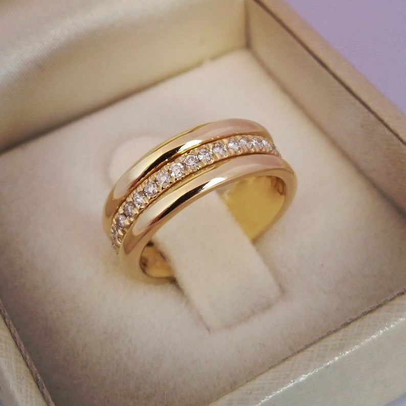 Simple Golden Sliver Rhinestones Ring Copper Plated Exquisite RIngs Fashion Jewellery & Accessories