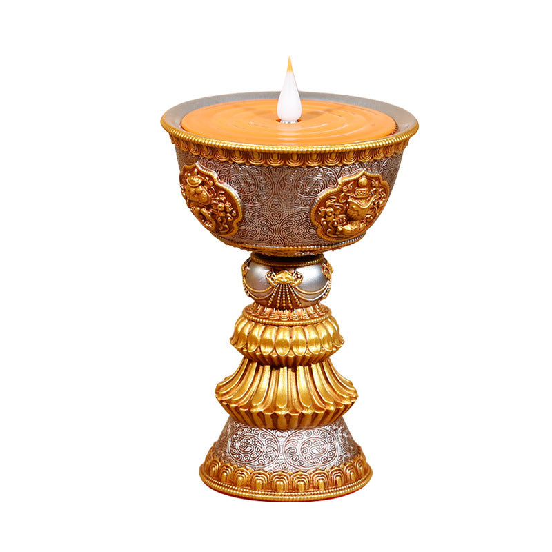 Electronic butter lamp lamp holder, lamp in front of Buddha, LED lamp, Buddha lamp, eight auspicious charging butter lamp, household Lighting Home Essentials