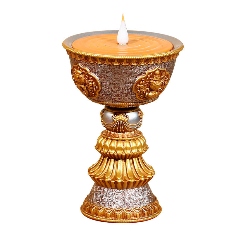 Electronic butter lamp lamp holder, lamp in front of Buddha, LED lamp, Buddha lamp, eight auspicious charging butter lamp, household Lighting Home Essentials