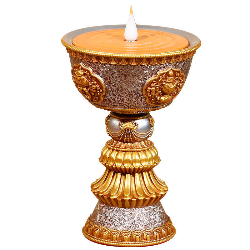 Electronic butter lamp lamp holder, lamp in front of Buddha, LED lamp, Buddha lamp, eight auspicious charging butter lamp, household Lighting Home Essentials
