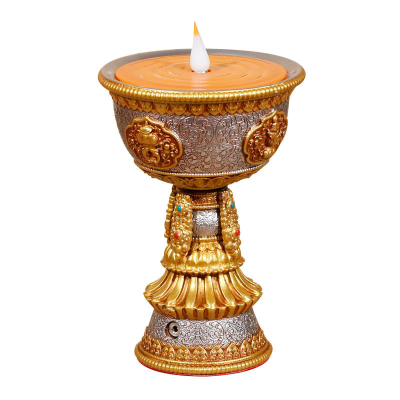 Electronic butter lamp lamp holder, lamp in front of Buddha, LED lamp, Buddha lamp, eight auspicious charging butter lamp, household Lighting Home Essentials