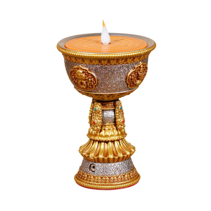 Electronic butter lamp lamp holder, lamp in front of Buddha, LED lamp, Buddha lamp, eight auspicious charging butter lamp, household Lighting Home Essentials