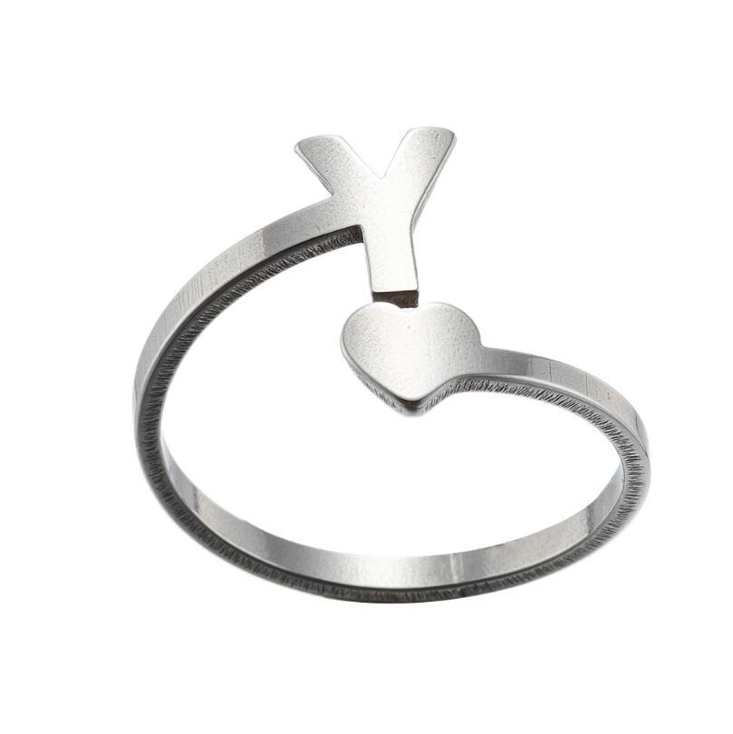 Exquisite A–Z Initial Letter Ring – Stainless Steel Jewelry & Accessories
