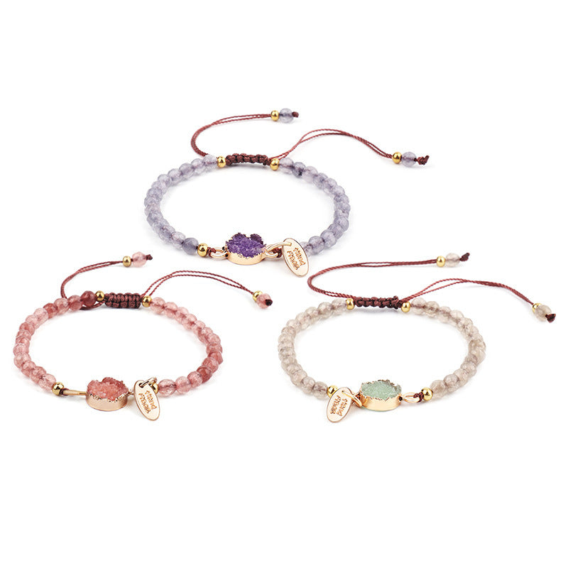 New Cross-Border Jewelry 4Mm Faceted Stone Bracelet Hand-Woven Stone Bracelet Jewelry/Accessories