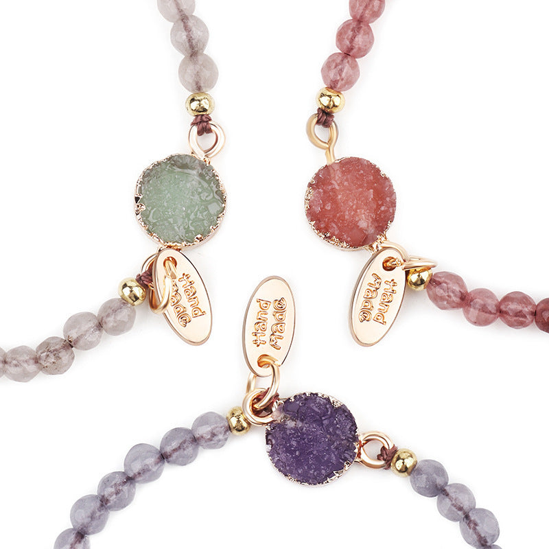 New Cross-Border Jewelry 4Mm Faceted Stone Bracelet Hand-Woven Stone Bracelet Jewelry/Accessories