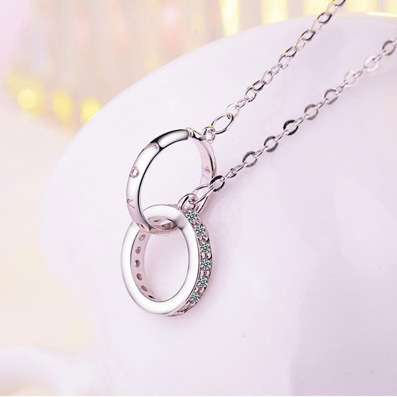 Double Ring Necklace Female Zircon Jewelry/Accessories